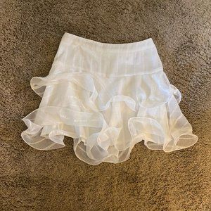 White Ruffle Detail Mini Skirt